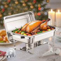 Vevor 311710 Набір посуду Chafing Dish Set Нержавіюча сталь 7,5 л 2 шт. Буфет прямокутний Vevor 311710 Набір посуду Chafing Dish Set Нержавіюча сталь 7,5 л 2 шт. Буфет прямокутний