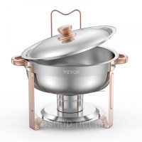 Vevor 311712 Набір посуду Chafing, фуршетний, нержавіюча сталь, 4,7 л, 4 шт., рожеве золото Vevor 311712 Набір посуду Chafing, фуршетний, нержавіюча сталь, 4,7 л, 4 шт., рожеве золото