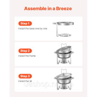 Vevor 311711 Набір посуду Chafing Dish Set, нержавіюча сталь, 4,7 л, 2 предмети, круглий срібний Vevor 311711 Набір посуду Chafing Dish Set, нержавіюча сталь, 4,7 л, 2 предмети, круглий срібний