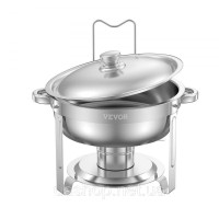 Vevor 311711 Набір посуду Chafing Dish Set, нержавіюча сталь, 4,7 л, 2 предмети, круглий срібний Vevor 311711 Набір посуду Chafing Dish Set, нержавіюча сталь, 4,7 л, 2 предмети, круглий срібний