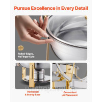 Vevor 311713 Chafing Dish Set Буфет Марміт 4,7 л Золота скляна кришка Round Party Vevor 311713 Chafing Dish Set Буфет Марміт 4,7 л Золота скляна кришка Round Party