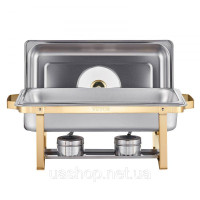 Vevor 311714 Набір посуду Chafing Dish Set Нержавіюча сталь 7,5 л 4 ємності Gold Buffet Vevor 311714 Набір посуду Chafing Dish Set Нержавіюча сталь 7,5 л 4 ємності Gold Buffet
