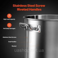 Vevor 311730 Соусник Stockpot 50,1 л з нержавіючої сталі, ручка для кришки для соусу