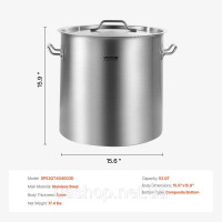 Vevor 311730 Соусник Stockpot 50,1 л з нержавіючої сталі, ручка для кришки для соусу