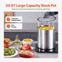 Vevor 311731 Соусник Stockpot 22,7 л з нержавіючої сталі, ручка кришки для соусу Vevor 311731 Соусник Stockpot 22,7 л з нержавіючої сталі, ручка кришки для соусу