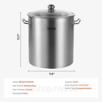 Vevor 311731 Соусник Stockpot 22,7 л з нержавіючої сталі, ручка кришки для соусу Vevor 311731 Соусник Stockpot 22,7 л з нержавіючої сталі, ручка кришки для соусу