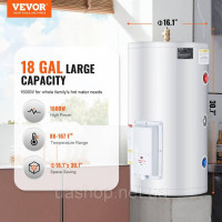 Vevor 311053 Електричний водонагрівач 70L 1,6 кВт LED дисплей φ410x780 мм Vevor 311053 Електричний водонагрівач 70L 1,6 кВт LED дисплей φ410x780 мм