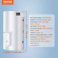 Vevor 311053 Електричний водонагрівач 70L 1,6 кВт LED дисплей φ410x780 мм Vevor 311053 Електричний водонагрівач 70L 1,6 кВт LED дисплей φ410x780 мм