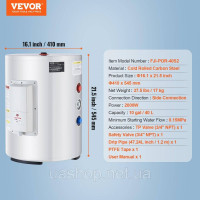 Vevor 311054 Електричний водонагрівач 40L Instant Hot 2kW LED Display 0.15MPa