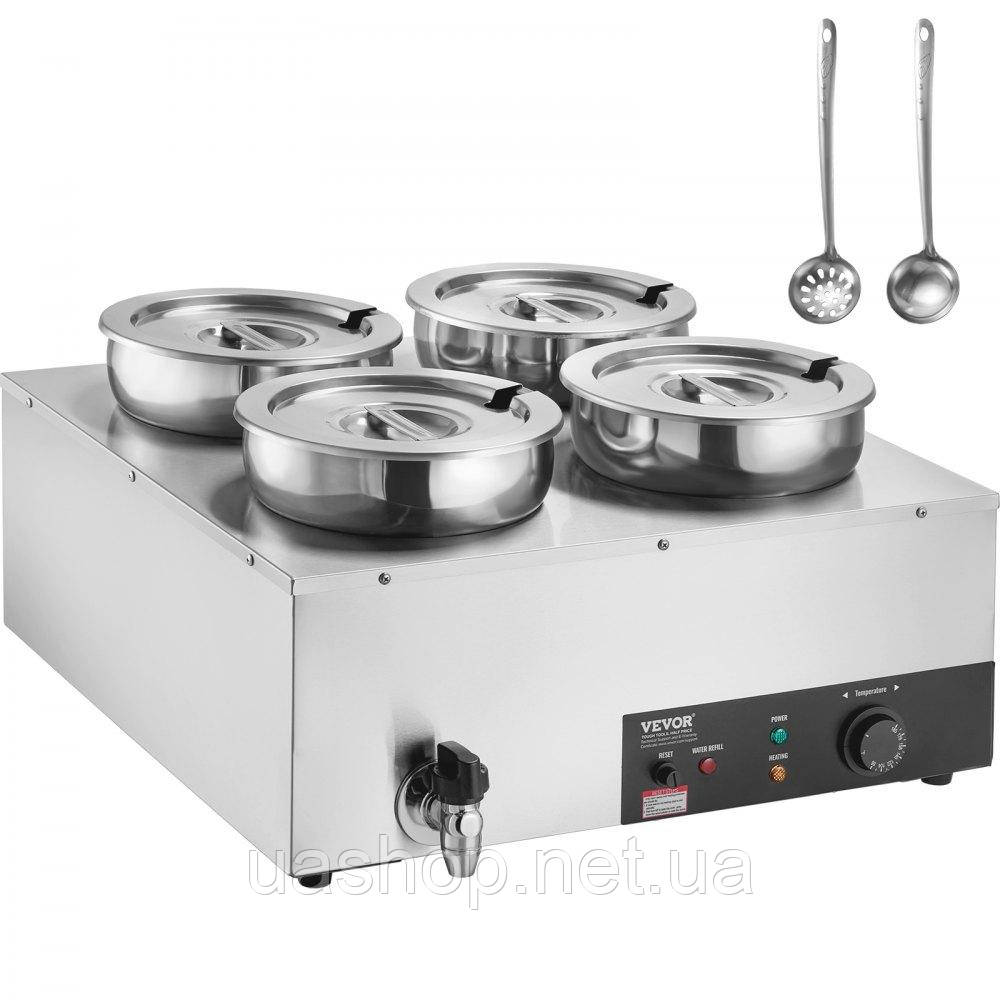 Vevor 312379 Комерційний підігрівач супу Soup Station 4x7.4Qt Pot 30-85°C 1500W