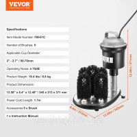 Vevor 312418 Електромийна машина для склянок Glass Washer 1200 чашок/год 5 щіток Cafés Vevor 312418 Електромийна машина для склянок Glass Washer 1200 чашок/год 5 щіток Cafés
