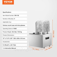 Vevor 312422 Машина для полірування скла catering 5 полірувальних головок 330 склянок/год 1320 Вт Vevor 312422 Машина для полірування скла catering 5 полірувальних головок 330 склянок/год 1320 Вт