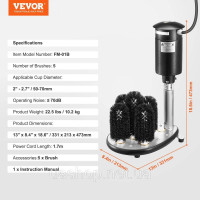Vevor 312421 Електромийник скла 1200 чаш/год 5 щіток бар