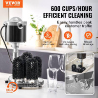 Vevor 312420 Електромийна машина для склянок Glass Washer 600 чашок/год 5 щіток Cafés Vevor 312420 Електромийна машина для склянок Glass Washer 600 чашок/год 5 щіток Cafés
