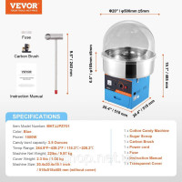 Vevor 312426 Електрична машина для приготування солодкої вати, машина для солодкої вати 1 кВт, комерційна машина для солодкої вати