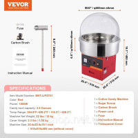 Vevor 312429 Електрична машина для приготування солодкої вати, машина для солодкої вати 1000 Вт, комерційна машина для солодкої