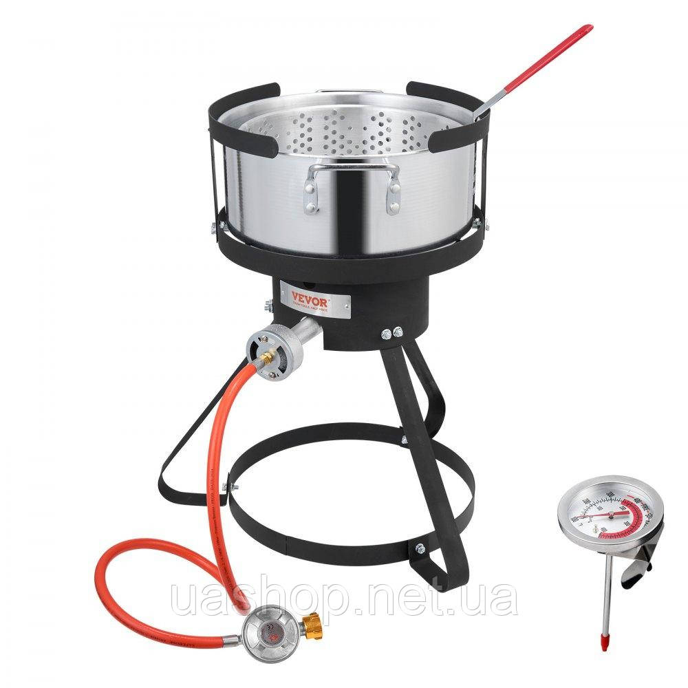 Vevor 311929 Фритюрниця Wing Fish Fryer 9,35 л, набір для приготування їжі на пропані, виготовлений з алюмінію, горщик для