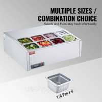 Vevor 312477 Refrigerated Spice Station, холодильна настільна станція для спецій потужністю 145 Вт з каструлями, корпус із Vevor 312477 Refrigerated Spice Station, холодильна настільна станція для спецій потужністю 145 Вт з каструлями, корпус із