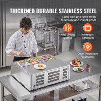 Vevor 312477 Refrigerated Spice Station, холодильна настільна станція для спецій потужністю 145 Вт з каструлями, корпус із Vevor 312477 Refrigerated Spice Station, холодильна настільна станція для спецій потужністю 145 Вт з каструлями, корпус із