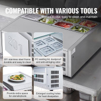 Vevor 312477 Refrigerated Spice Station, холодильна настільна станція для спецій потужністю 145 Вт з каструлями, корпус із Vevor 312477 Refrigerated Spice Station, холодильна настільна станція для спецій потужністю 145 Вт з каструлями, корпус із