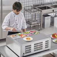 Vevor 312477 Refrigerated Spice Station, холодильна настільна станція для спецій потужністю 145 Вт з каструлями, корпус із Vevor 312477 Refrigerated Spice Station, холодильна настільна станція для спецій потужністю 145 Вт з каструлями, корпус із