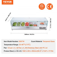 Vevor 312475 Охолоджувана настільна станція для приготування спецій з 4 каструлями 1/3 та каструлями 4 x 1/6 каструлі, корпус із Vevor 312475 Охолоджувана настільна станція для приготування спецій з 4 каструлями 1/3 та каструлями 4 x 1/6 каструлі, корпус із