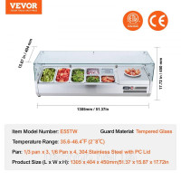 Vevor 312476 Охолоджувана настільна станція для приготування спецій з 3 каструлями 1/3 та каструлями 4 x 1/6 каструлі, корпус із Vevor 312476 Охолоджувана настільна станція для приготування спецій з 3 каструлями 1/3 та каструлями 4 x 1/6 каструлі, корпус із