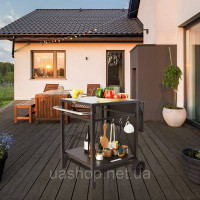 Vevor 312491 Візок для сервірування Кухонний візок 97,2 x 64 x 75,5 см Вуличний обідній візок для гриля з подвійною полицею, Vevor 312491 Візок для сервірування Кухонний візок 97,2 x 64 x 75,5 см Вуличний обідній візок для гриля з подвійною полицею,