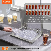Vevor 312012 Drop in ice box ice cooler Контейнер для льоду 28,52 л нержавіюча сталь 355x305x461 мм