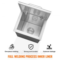 Vevor 312012 Drop in ice box ice cooler Контейнер для льоду 28,52 л нержавіюча сталь 355x305x461 мм