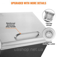 Vevor 312012 Drop in ice box ice cooler Контейнер для льоду 28,52 л нержавіюча сталь 355x305x461 мм