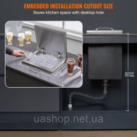 Vevor 312012 Drop in ice box ice cooler Контейнер для льоду 28,52 л нержавіюча сталь 355x305x461 мм
