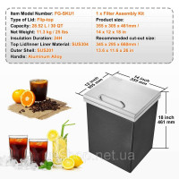 Vevor 312012 Drop in ice box ice cooler Контейнер для льоду 28,52 л нержавіюча сталь 355x305x461 мм