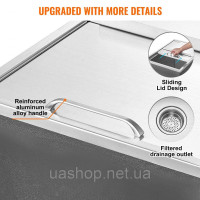 Vevor 312014 Drop in ice chest ice cooler Контейнер для льоду 109,48 л нержавіюча сталь 683x455x536 мм