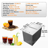 Vevor 312014 Drop in ice chest ice cooler Контейнер для льоду 109,48 л нержавіюча сталь 683x455x536 мм