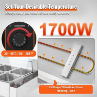 Vevor 312555 Підігрівач їжі, гастроконтейнери Chafing Dish, 10 шт., скляний щиток, 7,6 л, 1700 Вт Vevor 312555 Підігрівач їжі, гастроконтейнери Chafing Dish, 10 шт., скляний щиток, 7,6 л, 1700 Вт