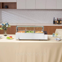 Vevor 312530 Харчовий підігрівач, натираюча страва, гастроємність 3x8Qt, скляна табличка для буфету Vevor 312530 Харчовий підігрівач, натираюча страва, гастроємність 3x8Qt, скляна табличка для буфету
