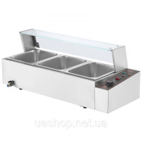 Vevor 312530 Харчовий підігрівач, натираюча страва, гастроємність 3x8Qt, скляна табличка для буфету Vevor 312530 Харчовий підігрівач, натираюча страва, гастроємність 3x8Qt, скляна табличка для буфету