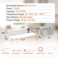 Vevor 312533 Мармітон, натираюче блюдо, гастроємність 12x5 Qt, скляна табличка Vevor 312533 Мармітон, натираюче блюдо, гастроємність 12x5 Qt, скляна табличка