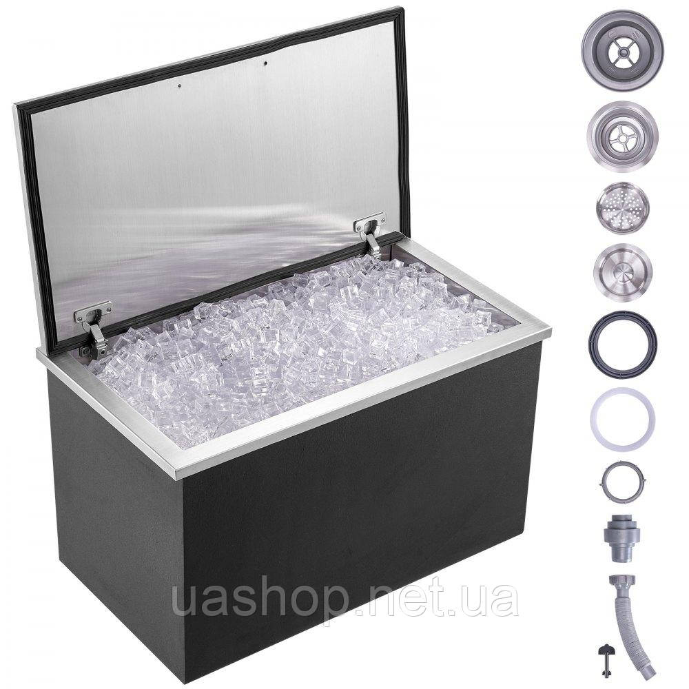 Vevor 312019 Drop in ice chest охолоджувач льоду Контейнер для льоду 78,37 л нержавіюча сталь 610x508x382 мм