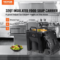 Vevor 312540 Ізольований контейнер для гарячих і холодних напоїв, ополоник для супу, 8 галонів, з підставкою, чорний Vevor 312540 Ізольований контейнер для гарячих і холодних напоїв, ополоник для супу, 8 галонів, з підставкою, чорний