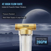 Vevor 312073 Фільтр Spin Down, 40 мікрон + 30 мікрон тонкої фільтрації, фільтр для опадів для колодязної води, 3/4 Vevor 312073 Фільтр Spin Down, 40 мікрон + 30 мікрон тонкої фільтрації, фільтр для опадів для колодязної води, 3/4