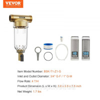 Vevor 312073 Фільтр Spin Down, 40 мікрон + 30 мікрон тонкої фільтрації, фільтр для опадів для колодязної води, 3/4 Vevor 312073 Фільтр Spin Down, 40 мікрон + 30 мікрон тонкої фільтрації, фільтр для опадів для колодязної води, 3/4
