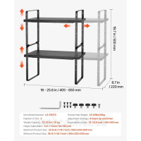 Vevor 312604 2-Tier Spice Rack Cabinet Organizer Countertop Shelf Storage Rack Black