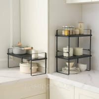 Vevor 312604 2-Tier Spice Rack Cabinet Organizer Countertop Shelf Storage Rack Black