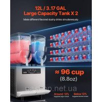 Vevor 312098 12Lx2 Комерційний льодогенератор Slush Ice Machine Margarita Smoothie Drink Maker