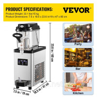 Vevor 312100 Комерційна машина для приготування коктейлів Льодогенератор з нержавіючої сталі 6 л