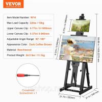 Vevor 312626 мольберт студія мольберт бук стоячий мольберт мольберт 90°-180°