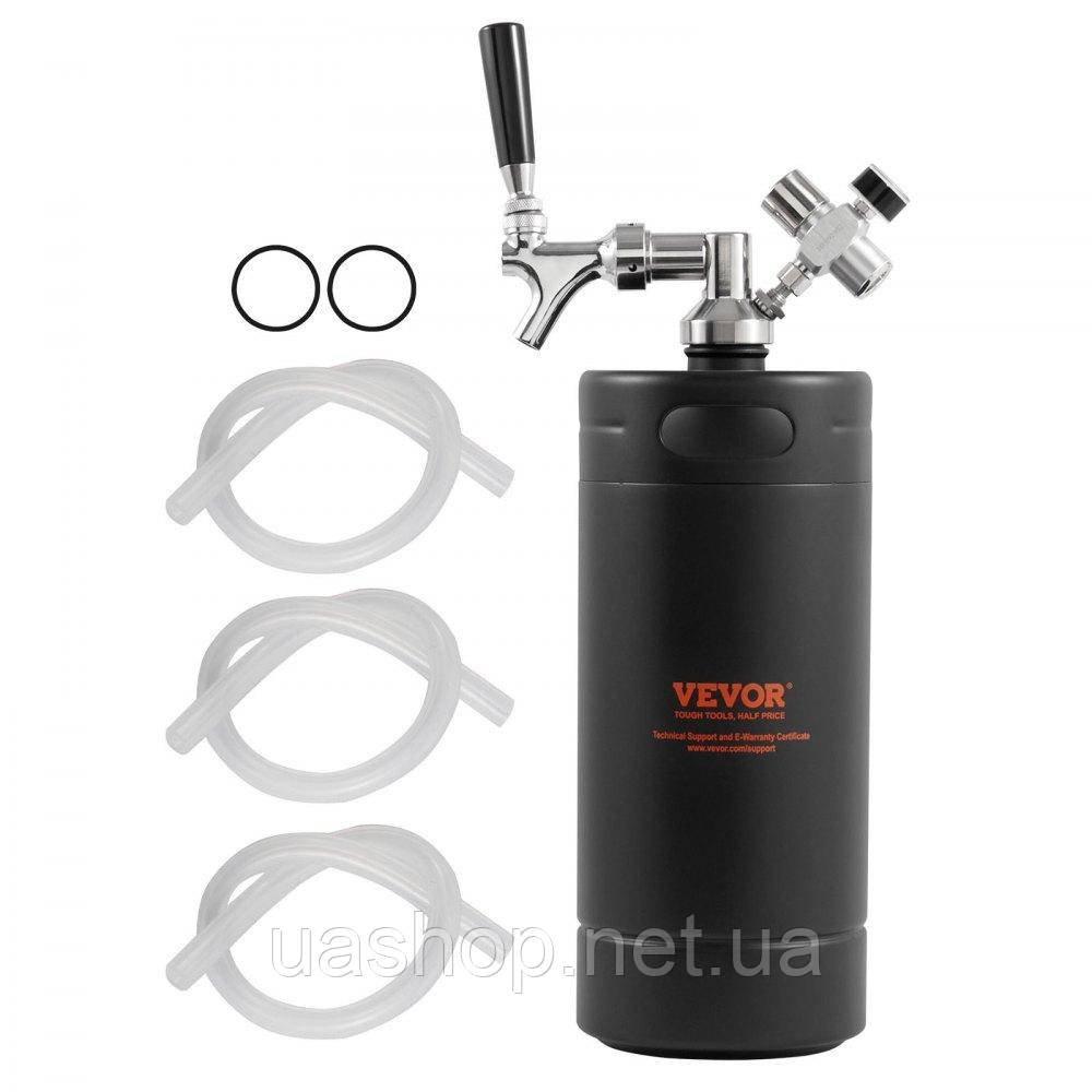 Vevor 312115 Mini Beer Barrel Beer Dispenser 4L Pressure Growler Black Household Camping
