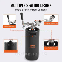 Vevor 312115 Mini Beer Barrel Beer Dispenser 4L Pressure Growler Black Household Camping Vevor 312115 Mini Beer Barrel Beer Dispenser 4L Pressure Growler Black Household Camping